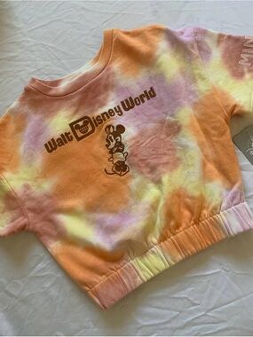 Disney Tie-Dye Walt Disney World Crop Tee in Orange, Yellow & Pink